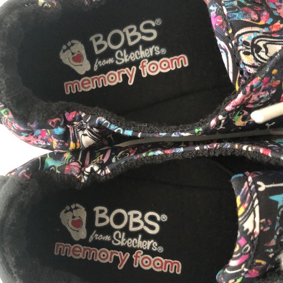 Bobs from Sketchers Memory Foam 10 Sneaker Shoe Dog Design Black Multi Excellent - Picture 7 of 12